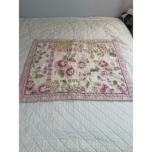 Liz Claiborne Patchwork Sham (1) Pink Roses Quilted Cottagecore Farmhouse Std